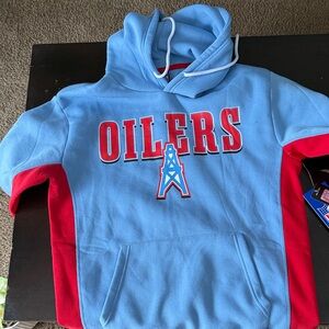 NFL Oilers Light Blue and Red Hoodie